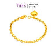 TAKA Jewellery 916 Gold Link Bracelet with Hanging Heart