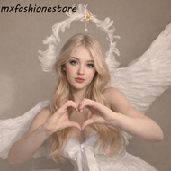 MXFASHIONE Feather Glory Crown Headband, Double Layer Dress Up Props Virgin Mary Queen Tiara, Korean