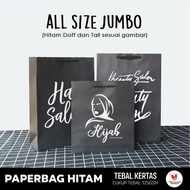 HITAM (+ Sablon) Free Design Jumbo Paper Bag/Black Paper Bag Packing Veil Clothes/Paper Bag Custom Packaging