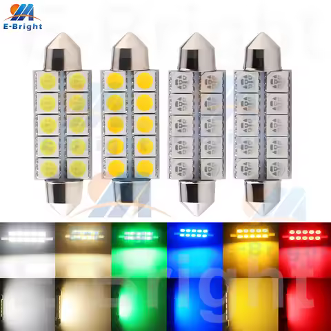 4PCS 44mm 1.73in DC12V C5W C10W 5050 LED Car License Plate Dome Courtesy Step Light Festoon Lamp War