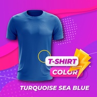 AMIGO TSHIRT TURQUOISE BLUE MICROFIBER ROUNDNECK T-SHIRT (FAST-DRY/COOL-MAX) ANTI-BACTERIA ANTI UV T
