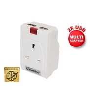 PowerPac USB Charger with 3 Pin Adapter 2 X USB Single Port up to 2100mA 5VDC (PP010U)