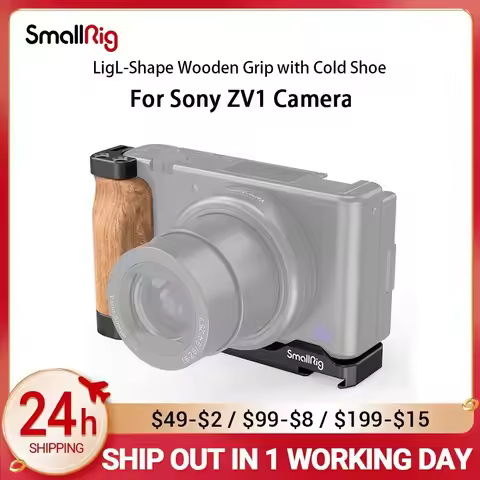 SmallRig ZV1 Camera Vlog Rig L-Shape Wooden Grip with Cold Shoe for Sony ZV1 Camera Vlogging Accesso