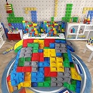 Erosebridal 3D Building Blocks Comforter Set 7 Piece Bed in a Bag Twin,Colorful Construction Bedding