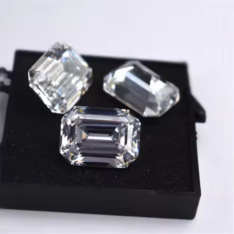 Rectangle Shape Asscher Cut White Cubic Zirconia Gem