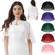 Elegant Chiffon Wraps Shawls Bridal Wedding Ruffle 2 Layer Bolero Cape Bridal Shrug Tops For Evening