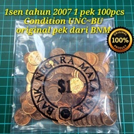 B130 1sen tahun 2007 UNC BU original dari BNM duit syiling lama barang antik barang lama syiling 1se