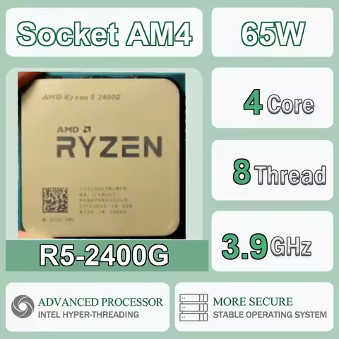 AMD Ryzen 5 2400G 4-Core 8-Thread 14NM 3.6Hz/3.9GHz L3=4MB 65W CPU Gaming Processor Socket AM4 DDR4 