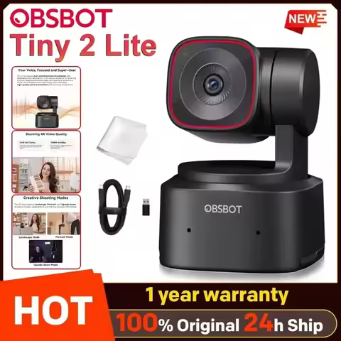 OBSBOT Tiny 2 Lite PTZ 4K Webcam 1080p@60fps HDR With AI Tracking Privacy Cover Microphone 1/2℡Senso