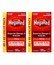 MegaRed Krill Oil 350mg Omega 3 Supplement with EPA, DHA, Astaxanthin & Phospholipids (Pack of 2)