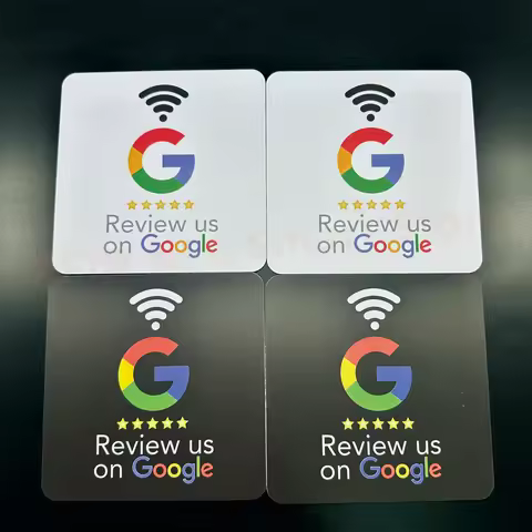 10*10cm NFC Table Sticker Google Review Sticker PVC 13.56MHz Programmable Waterproof Review us on Go