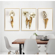 Large 3D Flower Wall Painting Flower Painting Frame/ 3D Canvas Painting Display/ Gold Frame Painting