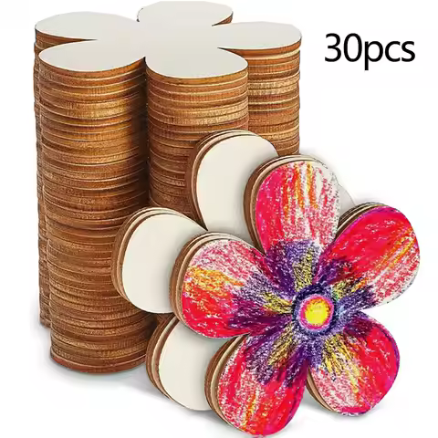 30x Unfinished Blank Wood Coaster Wood Plaque Blank for Crafting Holiday