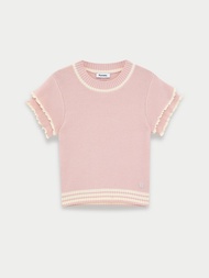 [Pomelo] เสื้อถักแขนแต่งระบาย / Ruffle Hem Knit Top