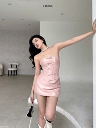 LSOUL - Chloé Set เสื้อคอร์เซ็ทประดับโบว์ริบบิ้น + กระโปรงสั้นสไตล์ Y2K