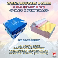 Kertas Continuous Form 1 ply HVS ukuran 9 1/2x11 FULL/PERFORASI/WARTEL merk Excelindo