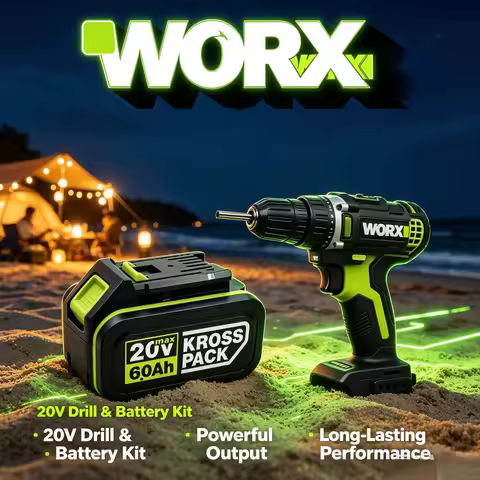 WORX 20V Green 5Pin Cross Pack Lithium‑ion Battery 4.0/5.0/6.0Ah for WU380S WU231 WU533 WU056 WU500 