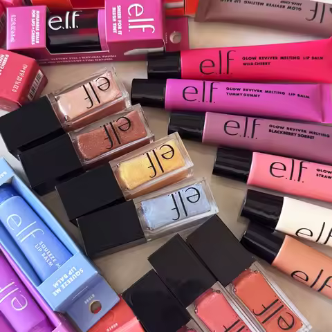 New Elf 8-color Lip Gloss & Multicolored Powder Blush Fine Texture Lightweight Moisturizing Nourishi