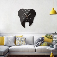 Creative Personality Tooth Mirror Wall Clock DIYAcrylic TV Background Wall Mute Wall Sticker Clock Cross-Border Supply