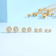 Genuine 18K Gold Moissanite Stud Earrings 2ct Diamond Earrings Classic Trendy for Women Wedding Gift