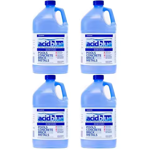 Acid Blue - Swimming Pool pH Reducer | Buffered, Low-Fume Muriatic Acid - 4 Gallon Case
