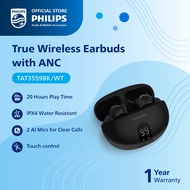 Philips True Wireless Earbuds Noise Canceling Dynamic Bass 20hr Playtime Black (TAT3559)