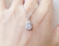 【親翠】天然翡翠 高冰白木那雪花飽滿葫蘆 925純銀鑲鋯石鎖骨鏈