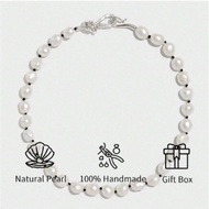 100% Handmade Natural White Freshwater Faux Pearl Necklace, 6-8mm Faux Pearl, Comes With Gift Box, G