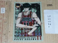 淨閃 1995 年版 90%新(咭背有黃) 流川楓 Bandai Slam Dunk TV Part 5 Cards No 173 男兒當入樽 閃卡 咭(未撕過) 日版
