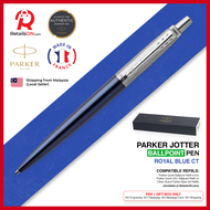 Parker Jotter Ballpoint Pen - Royal Blue Chrome Trim (with Black - Medium (M) Refill) / {ORIGINAL} / [RetailsON]