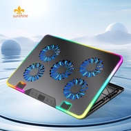 Laptop Cooler with 5 Quiet Fans Laptop Cooling Stand Height Adjustable Notebook Cooler RGB for 11-17