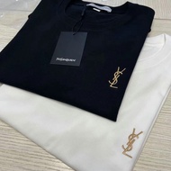 Stock YSL1 embroidered LOGO European and American counter top chest tag embroidered T-shirt male and female same style short sleeve high quality