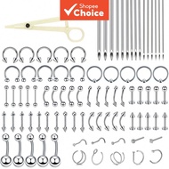 86pcs Piercing Kit with Jewelry for Nose Septum Belly Lip Ear Tongue Eyebrow Cartilage 12g-20g Needl