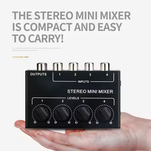 CX400 Audio Mixer Mini Stereo 4-Channel Passive Microphone Stereo Splitter for Live Studio DJ Equipm