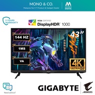 Gigabyte AORUS FV43U HDR Gaming Monitor with 4K UHD (43"/3840x2160/144Hz/1ms/HDR1000/VA Panel)