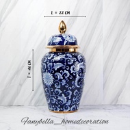 Guci Toples Keramik China Tochin Biru Putih Import Guci Porselen Dekorasi Rumah