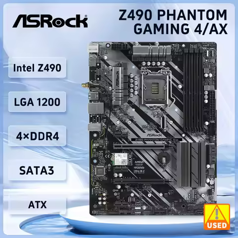 ASRock Z490 Phantom Gaming 4/ax Motherboard LGA 1200 intel Z490 support 10105 10700 10100 10320 G640