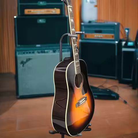 Sunburst 45 Folk Acoustic Guitar Spruce Top Mahogany Back Sides Rosewood Fingerboard Diamond Fingerb