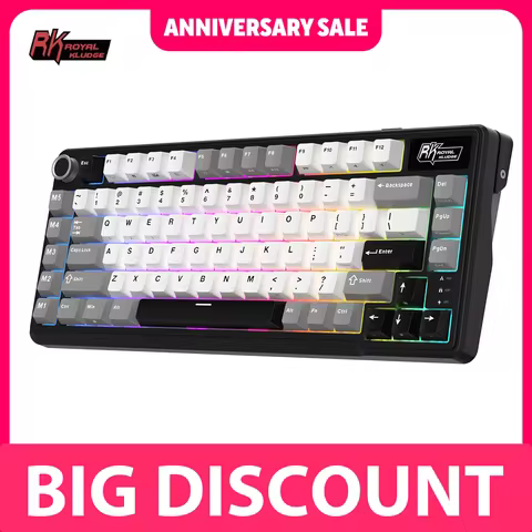 RK ROYAL KLUDGE L75 Five Shortcut Keys Customizable Mechanical Keyboard Gasket Structure Tri-mode RG