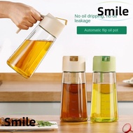 SMILE Glass Oil Dispenser, 630ml Large Capacity Olive Oil Bottle, Durable Auto Open White Food Grade Vinegar Storage Bottles Cooking