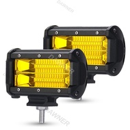 72W yellow LED light bar 12v 24v spot beam LED work light bar for off road Jeep truck car fog light