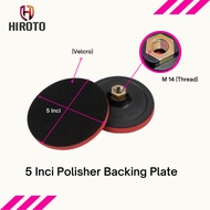 HIROTO 5 Inci Polisher Backing Plate | Hook & Loop | Threaded Adapter For Polishing Pads