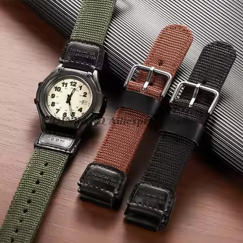 for Casio FT-500WC-3B/5B 19mm Nylon Leather Watch Band Women Men Canvas Sports Straps Black Green Br