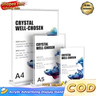FO Mall A4/A5/A6/5 Menu Holder Acrylic Display Stand Acrylic Poster Menu Holder For Restaurant