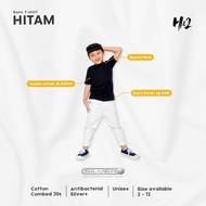 HN2 Black Antibacterial Plain T-Shirt for Children Short Sleeve Premium Cotton Combed 30s 2-4-6-8-10