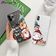 Cute Cartoon Santa Claus Phone Case For Vivo Y72 Y52 5G X90 X70 X50 Pro Plus X80 Pro X60 S1 Y7S X30 X27 Pro X21 UD V11i Cover Snowman Happy New Year Merry Christmas Case Casing