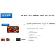 SKYWORTH 50'' / 55'' / 65'' /75'' QLED EYE CARE SERIES (120Hz) GOOGLE TV SUE8200 50SUE8200 55SUE8200