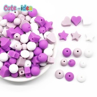 【DT】hot！ Cute-idea 50pc Silicone Beads Baby Lentil heart Star Nuring Teething Sets Pacifier Chain toys Accessories