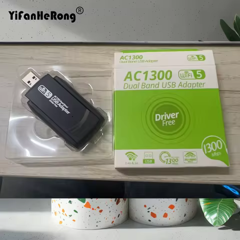 Wi-Fi Dongle USB Adapter Dual Band 2.4G/5Ghz 1300M 802.11AC Powerful Antenna Wireless For Win7/10/11