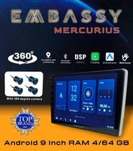 headunit android mobil 9 inch ram 4gb embassy mercurius + camera 360 promo